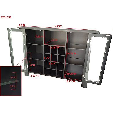 Kings Brand Furniture Matanuska Wood Buffet Bar Cabinet with Wine Storage