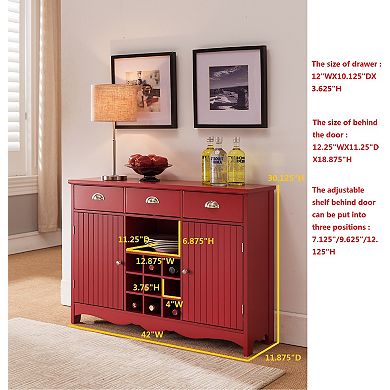 Kings Brand Furniture Buffet Server Console Table With Wine Storage