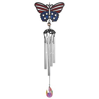 FC Design 25" Long U.S. Flag Silver Wind Chime Decoration Garden and Patio Decor
