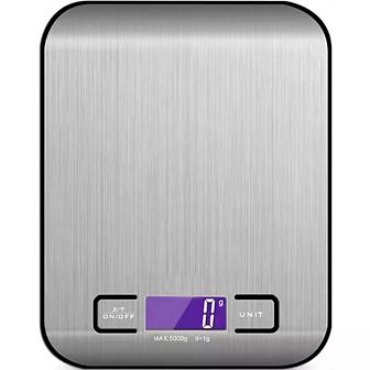 Digital Food Scale 11 LB Capacity, Tare Function, LCD Display, 2 AAA Batteries Included