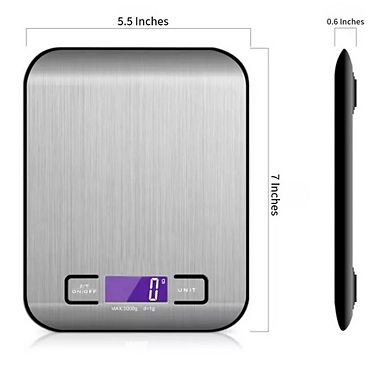 Digital Food Scale 11 LB Capacity, Tare Function, LCD Display, 2 AAA Batteries Included