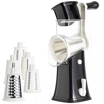 Rotary Cheese Grater with Handle, Manual Cheese Shredder Strong Suction Base, Mandoline Slicer