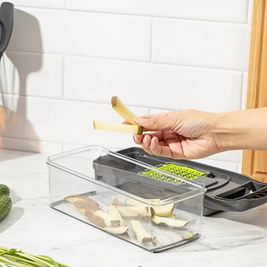 All-In-One Vegetable Chopper & Meal Prep Container with 7 Blades and Strainer Basket