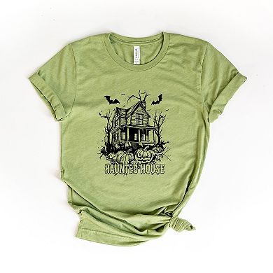 Haunted House Pumpkins And Bats - Short Sleeve Tee