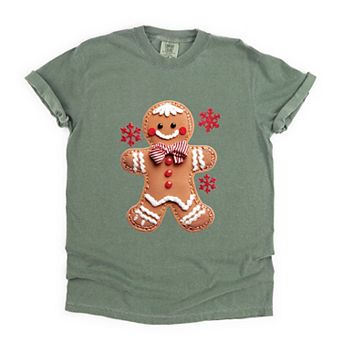 Gingerbread Patchwork Print - Womens Garment Dyed Tee