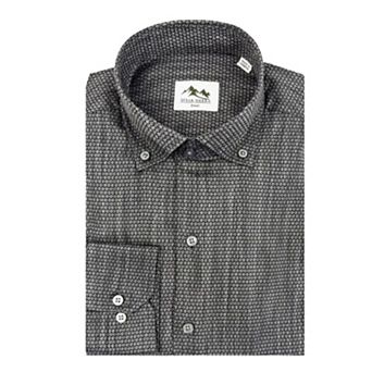 Men's Turkish Cotton Long-Sleeve Button-Down Shirts in Circles Pattern