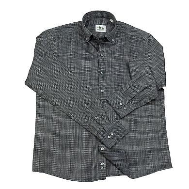 Men's Turkish Cotton Long-Sleeve Button-Down Shirts in Circles Pattern
