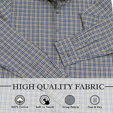 Men's Turkish Cotton Long Sleeve Button Down Shirt in Plaid Pattern