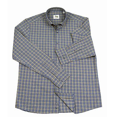Men's Turkish Cotton Long Sleeve Button Down Shirt in Plaid Pattern