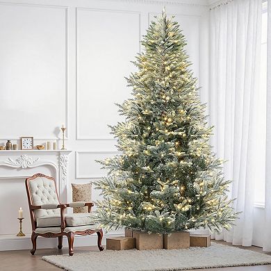 6.5/7.5ft Pre-lit Artificial Christmas Tree with Incandescent Warm White Lights for Home