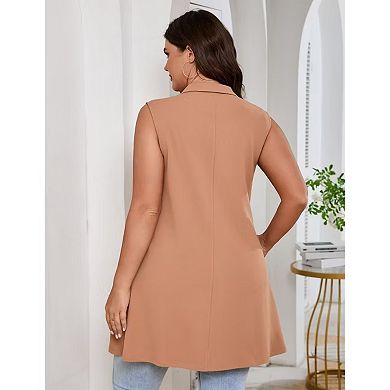 Plus Size Blazer Vest for Women Sleeveless Single Button Casual Vest