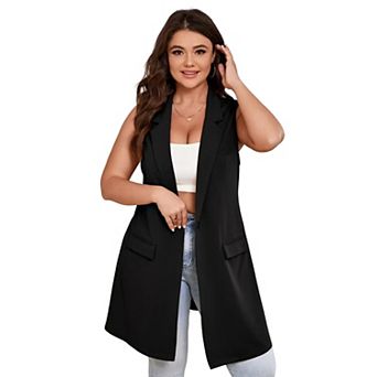 Plus Size Blazer Vest for Women Sleeveless Single Button Casual Vest