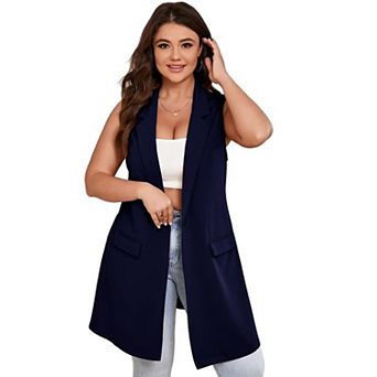 Plus Size Blazer Vest for Women Sleeveless Single Button Casual Vest