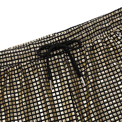 Mens Metallic Shiny Pants Party Drawstring Casual Pants with Pockets Tapered Fit