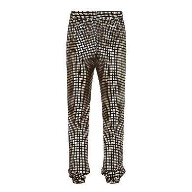 Mens Metallic Shiny Pants Party Drawstring Casual Pants with Pockets Tapered Fit