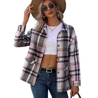 Womens Cropped Jacket Stand Collar Long Sleeve Bomber Jacket Coats with Pockets