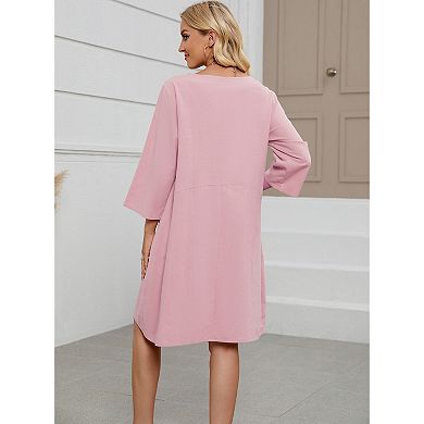 Women's Oversized Sweatshirt Dress 3/4 Sleeve Crewneck Tunic Sweatshirts Casual Long Pullover