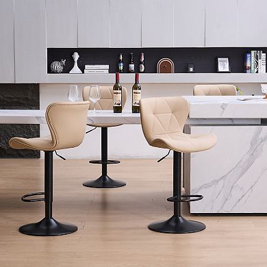 Unikome Set of 2 Adjustable Bar Stools Faux Leather Counter Height Chairs