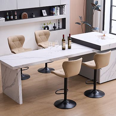 Unikome Set of 2 Adjustable Bar Stools Faux Leather Counter Height Chairs