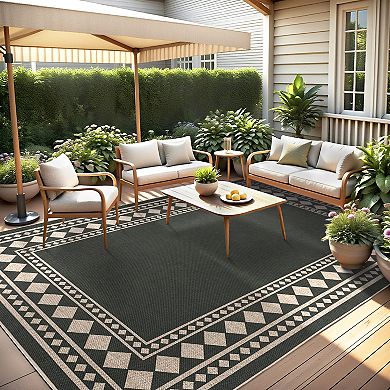 Garvee Geometric Washable Area Rug Modern Non Slip Foldable Rug for Living Room Kitchen Bedroom