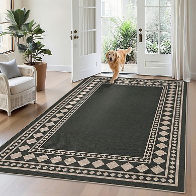 Garvee Geometric Washable Area Rug Modern Non Slip Foldable Rug for Living Room Kitchen Bedroom