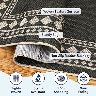 Garvee Geometric Washable Area Rug Modern Non Slip Foldable Rug for Living Room Kitchen Bedroom
