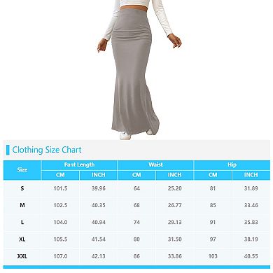 Women's Casual Ruched High Waisted Fishtail Bodycon Long Maxi Skirt
