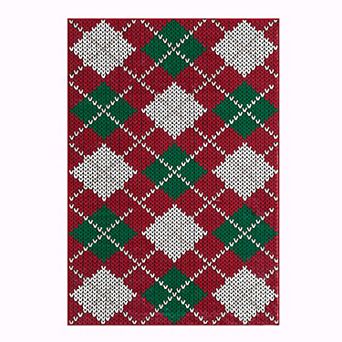 Christmas Area Rug Holiday Decorative Machine Washable Non Slip Rugs for Living Room Kitchen Bedroom