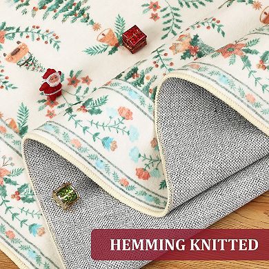 Garvee Christmas Tree Wreath Non Slip Area Rug Washable Low Pile Rug for Living Room Kitchen Bedroom