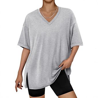 Womens T Shirts V Neck Short Sleeve Summer Casual Fashion Loose Tops Tees