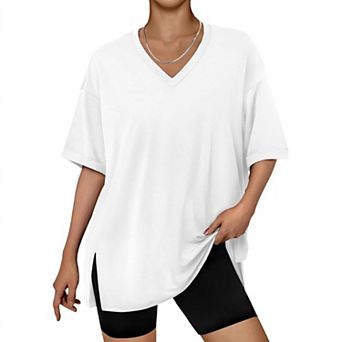 Womens T Shirts V Neck Short Sleeve Summer Casual Fashion Loose Tops Tees