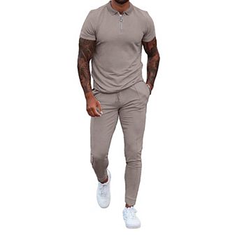 Men's 2 pc Tracksuit Set Quarter Zip Casual Golf Jogging Suit Athletic Sports Sweatsuits Set