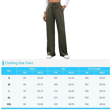 Women's Elastic Waist Sweatpants Wide Leg Drawstring Baggy Casual Athletic Joggers Pants