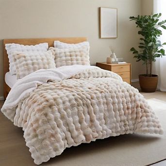 Unikome Luxury Faux Fur Comforter Set Ultra Soft & Warm 3 pc Bedding