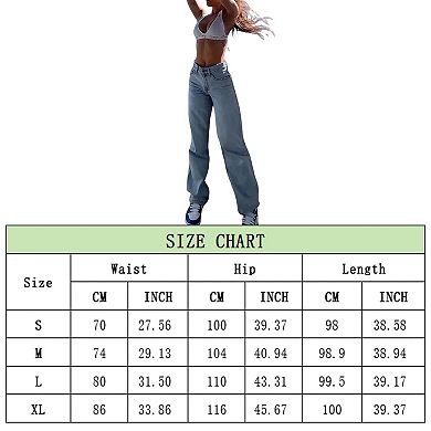 Women’s Ripped Jeans High Waisted Distressed Baggy Straight Wide Leg Pants