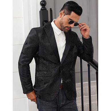 Men's Stylish Shawl Lapel Blazer One Button Open Front Long Sleeve Suit Jacket