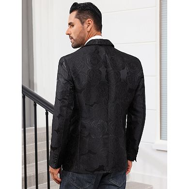 Men's Stylish Shawl Lapel Blazer One Button Open Front Long Sleeve Suit Jacket