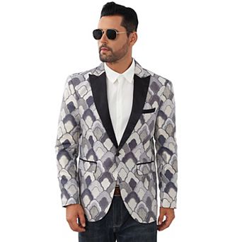 Men's Stylish Shawl Lapel Blazer One Button Open Front Long Sleeve Suit Jacket