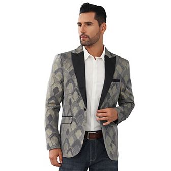 Men's Stylish Shawl Lapel Blazer One Button Open Front Long Sleeve Suit Jacket