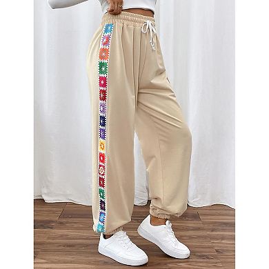 Women Casual Linen Pants Lightweight Drawstring Elastic Waist Lounge Linen Pants with Pockets