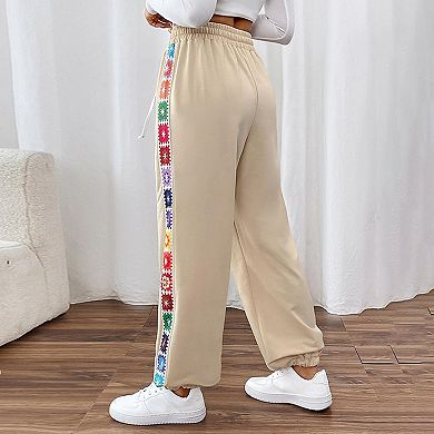 Women Casual Linen Pants Lightweight Drawstring Elastic Waist Lounge Linen Pants with Pockets