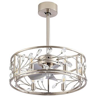 20 in caged fan, 5 ABS blades, 5&10" downrods, AC motor, 3-speed remote, timer