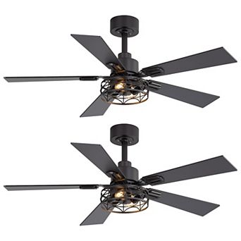 42 in 2-Pack Ceiling Fan with LED Light, 5-Blade, DC Motor, 6 Speeds, Remote Included, Downrod Mount