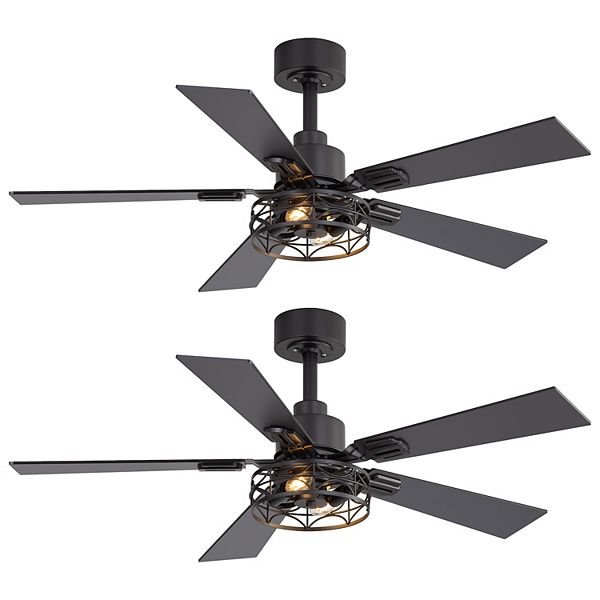 ♡FBHL♡ Bayfeve Low Profile Flower Ceiling Fan 35.4-in Black with ABS