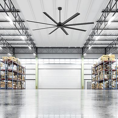 96-Inch HVLS Fan, 8 Aluminum Blades, Remote, Reversible, 6/12/24" Downrods