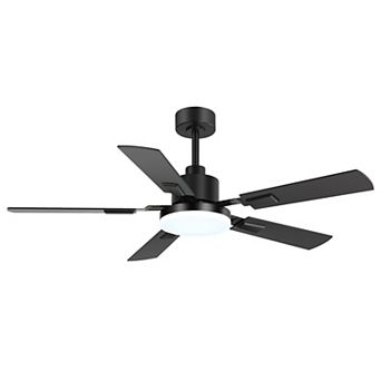 52 in LED ceiling fan, DC motor, 6-speed remote, 3-color LED, 5/10" downrods