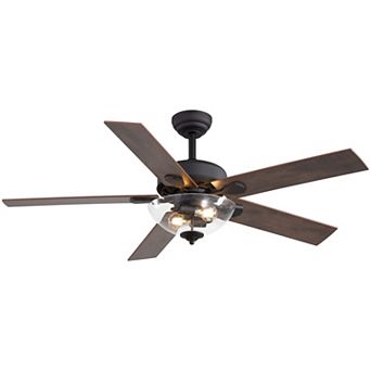 52 in traditional fan, light kit, 5 plywood blades, 6-speed DC motor, remote, timer