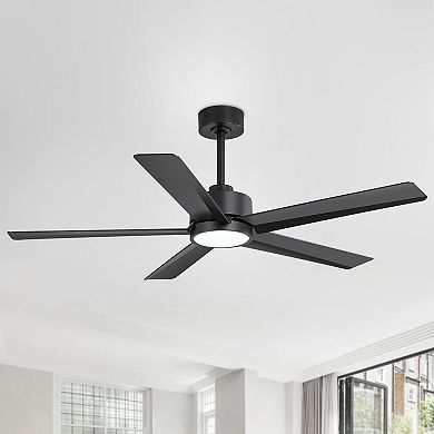 52-in ceiling fan, 5 ABS blades, 5&10" downrods, DC motor, 6-speed remote, 3-color light, timer