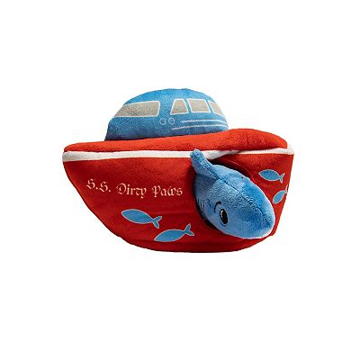 WOOF® Boat & Shark Burrow Plush Pet Toy 4-Pack