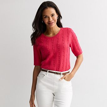 Women's Croft & Barrow® Bobble Stitch Pullover Sweater